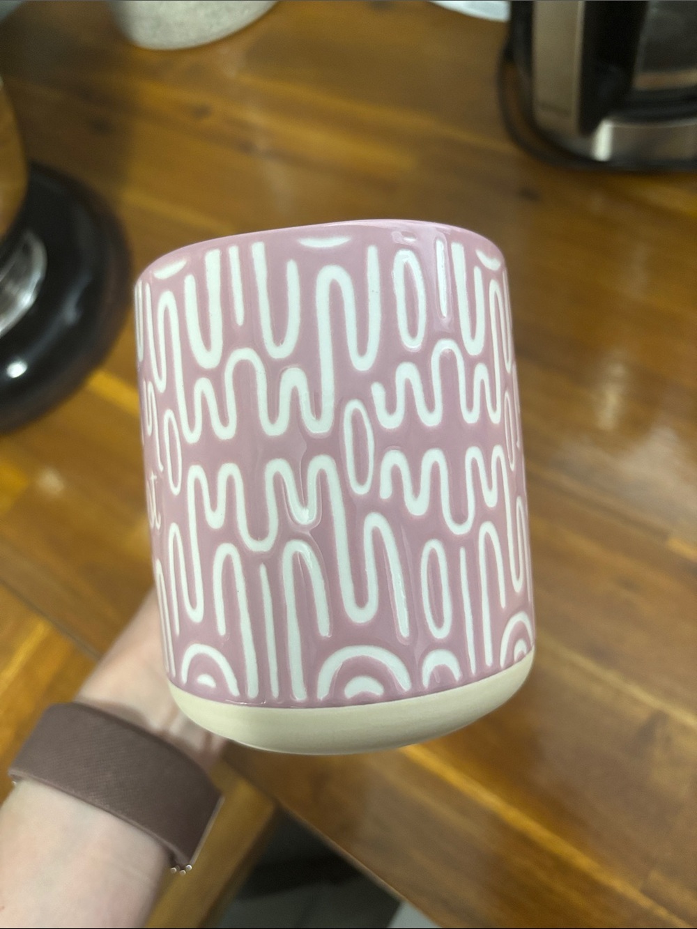 Like new! Opalhouse Pink Ceramic 'let's get lost' Patterned Coffee Mug - Picture 5 of 7